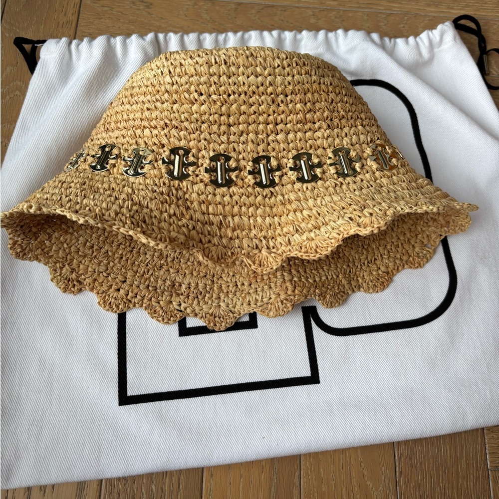 Paco Rabanne Embellished Raffia Bucket Hat Beige - Picture 14 of 16